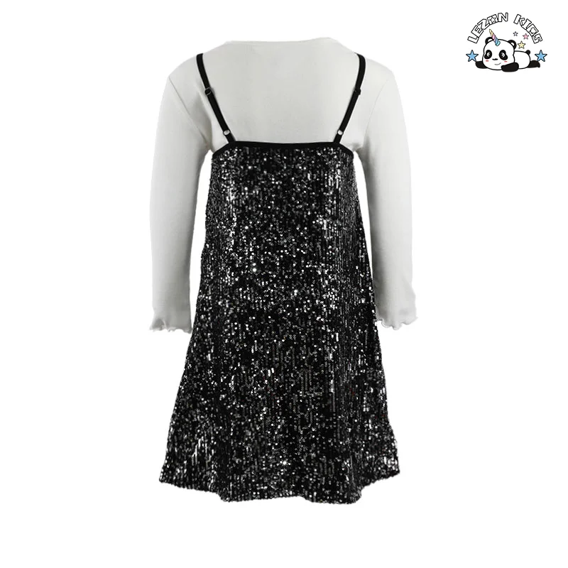LEZONKIDS - Customizable Summer Wholesale Girls Sequin Dress Princess Kids Suspender Sequin Girl Dresses